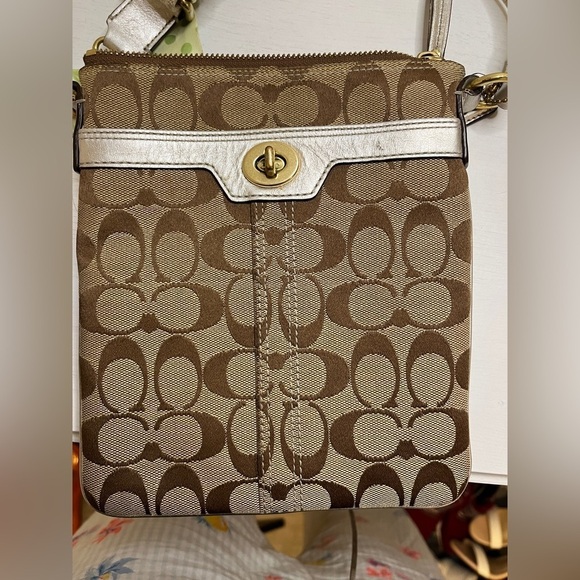 Coach Canvas Crossbody With Scarf & Silver Leather Detail - Picture 4 of 16